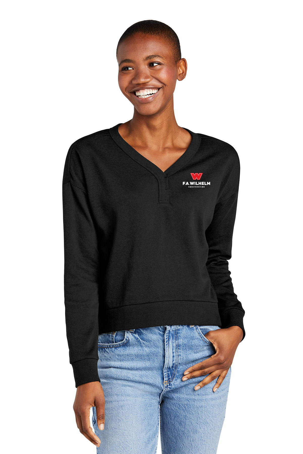 District Womens Perfect Tri Fleece V-Neck Sweatshirt